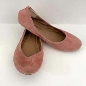 Lucky Brand Emmie Ballet Flats, Pink Suede, Size 7.5
